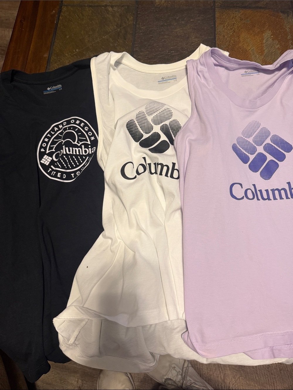 3 NWOT Columbia Tank Tops Trio — Black, White, Lavender